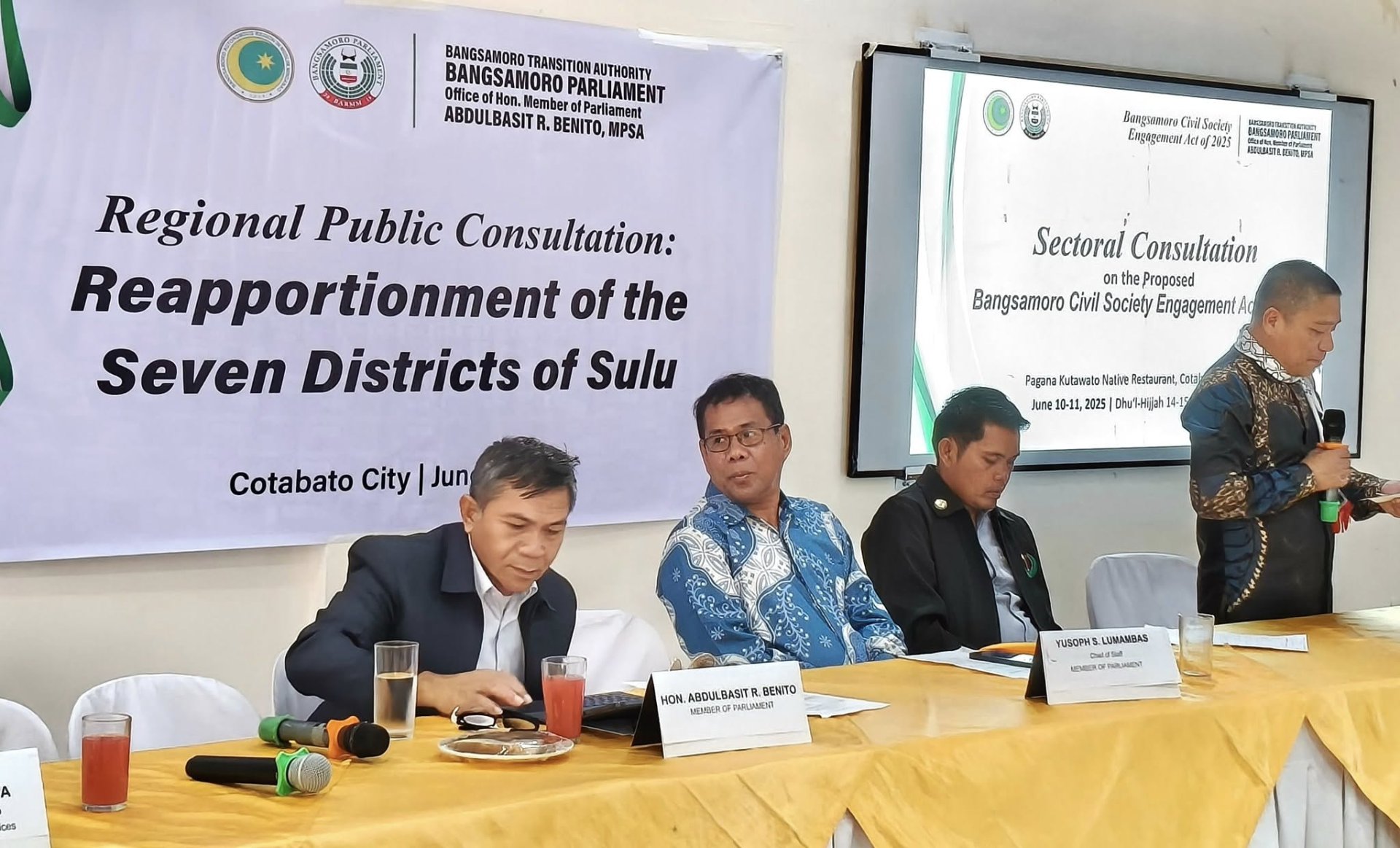 MP Benito Underscores Inclusive Governance During Regional Consultation on Sulu District Reapportionment